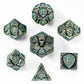 Fighter Solid Metal Polyhedral Dice Set-Ancient Bronze w/Glitter Green