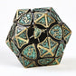 Fighter Solid Metal Polyhedral Dice Set-Ancient Bronze w/Glitter Green