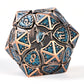 Fighter Solid Metal Polyhedral Dice Set-Ancient Copper w/Glitter Blue