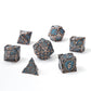 Fighter Solid Metal Polyhedral Dice Set-Ancient Copper w/Glitter Blue