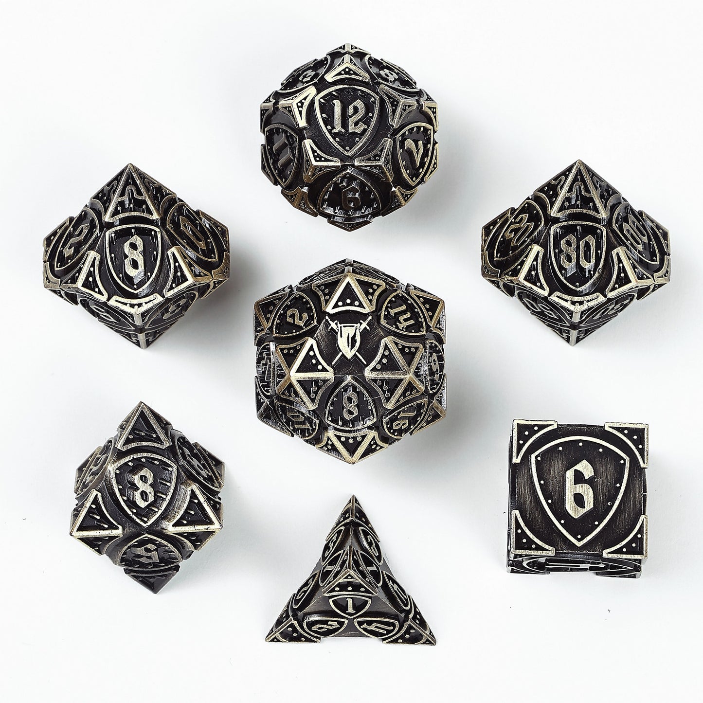 Fighter Solid Metal Polyhedral Dice Set-Ancient Bronze