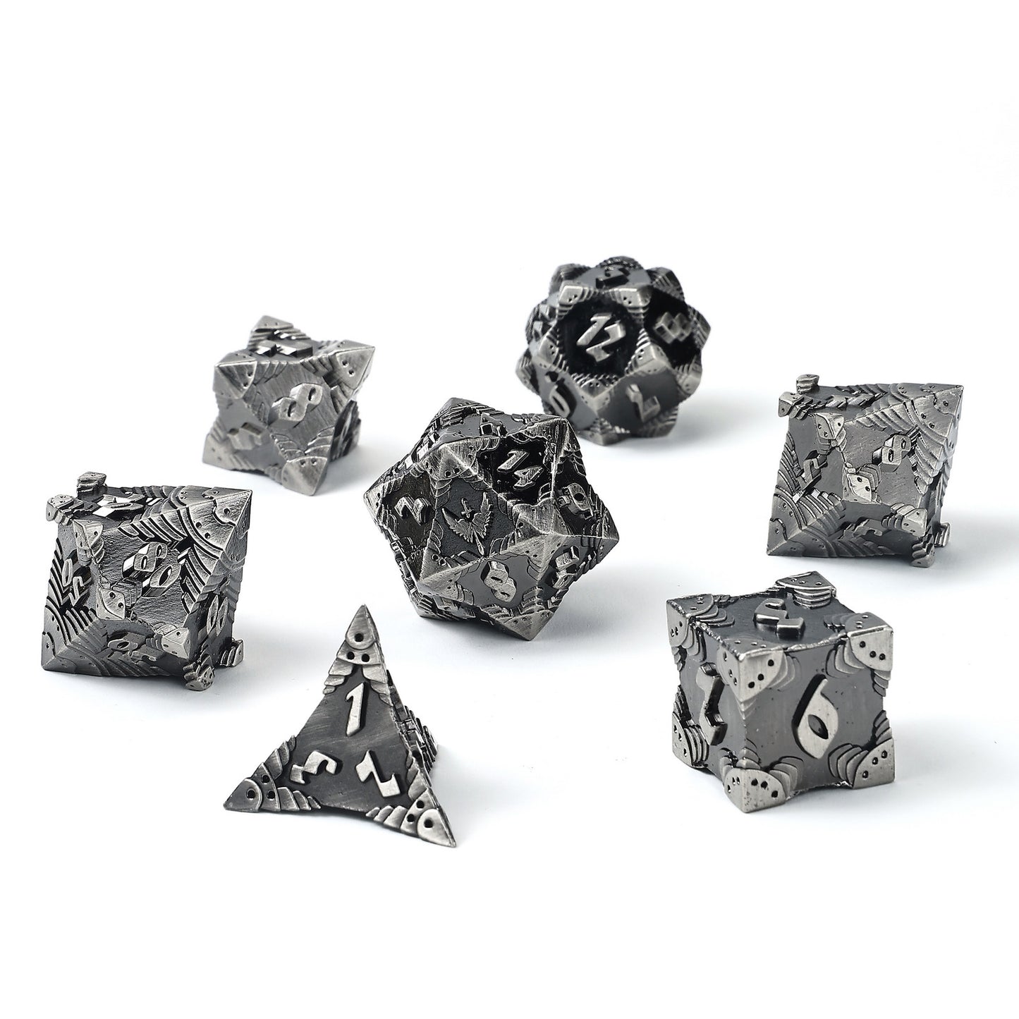 Paladin Solid Metal Polyhedral Dice Set-Ancient Silver