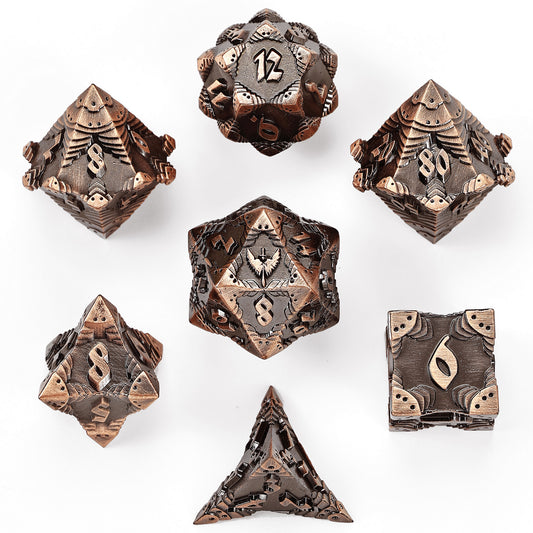 Paladin Solid Metal Polyhedral Dice Set-Ancient Copper