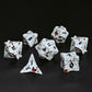 Paladin Solid Metal Polyhedral Dice Set-Matt White w/Blood Spitters