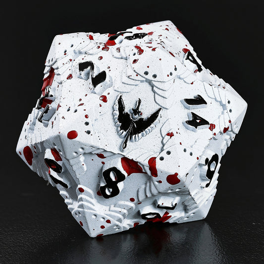 Paladin Solid Metal Polyhedral Dice Set-Matt White w/Blood Spitters