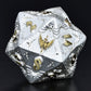 Paladin Solid Metal Polyhedral Dice Set-Matt Silver w/Gold