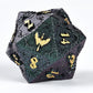 Paladin Solid Metal Polyhedral Dice Set-Gold w/Glitter Green