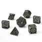 Solid Metal Cogcraft Polyhedral Dice Set ChronoEngine - Tarnished Gold