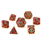 Solid Metal Cogcraft Polyhedral Dice Set Casino - Red Blue Silver and Gold