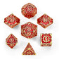 Solid Metal Cogcraft Polyhedral Dice Set Emberforge - Red and Gold