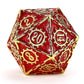 Solid Metal Cogcraft Polyhedral Dice Set Emberforge - Red and Gold