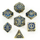 Solid Metal Cogcraft Polyhedral Dice Set Vault Dweller - Blue and Gold