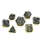 Solid Metal Cogcraft Polyhedral Dice Set Vault Dweller - Blue and Gold