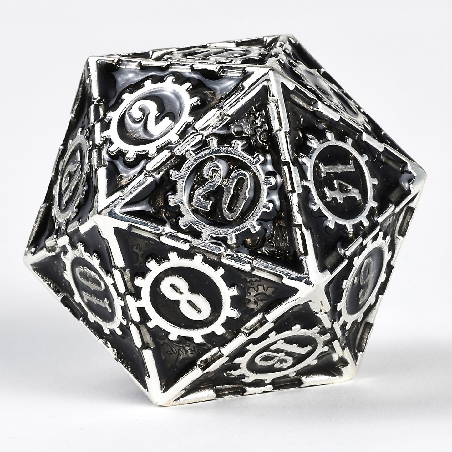 Solid Metal Cogcraft Polyhedral Dice Set Diesel - Black and Silver