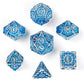 Solid Metal Cogcraft Polyhedral Dice Set Tesla - Blue and Silver