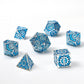 Solid Metal Cogcraft Polyhedral Dice Set Tesla - Blue and Silver