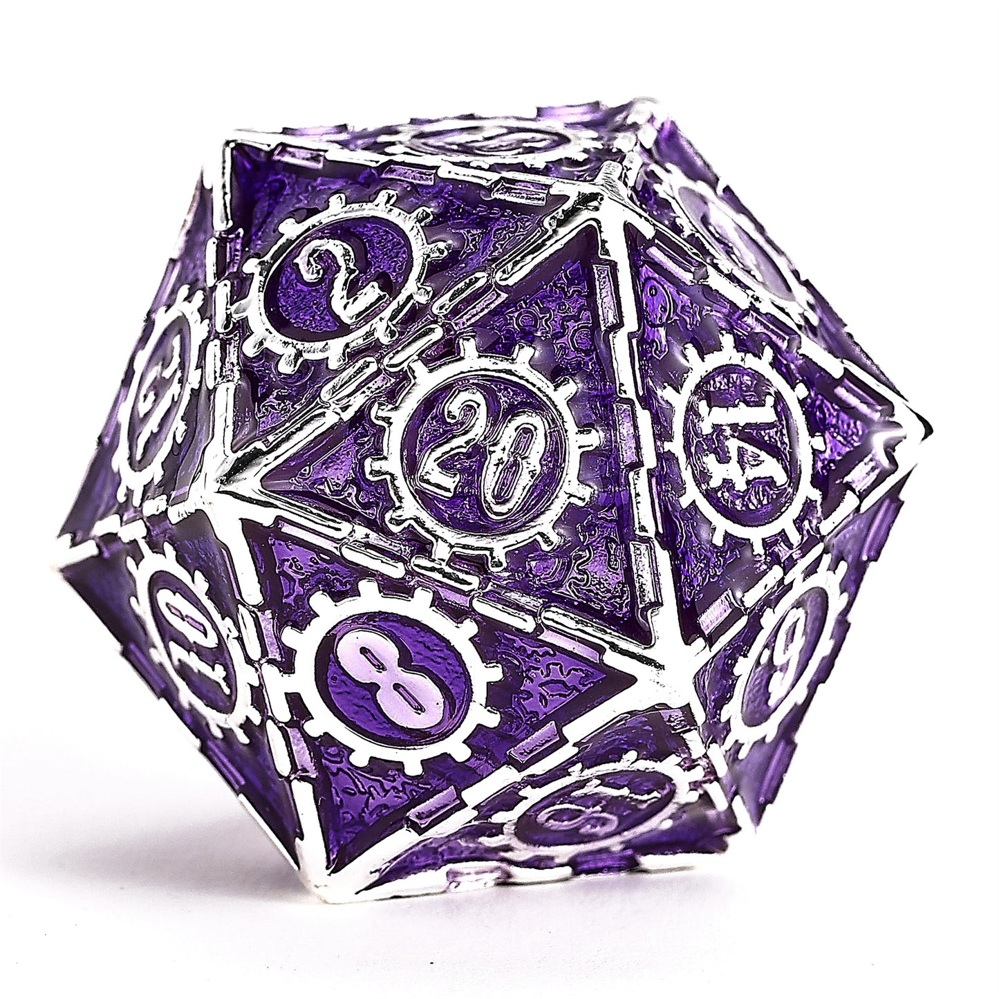 Solid Metal Cogcraft Polyhedral Dice Set Chrononaut - Purple and Silver