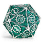 Solid Metal Cogcraft Polyhedral Dice Set Time Machine - Green and Silver