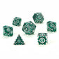 Solid Metal Cogcraft Polyhedral Dice Set Time Machine - Green and Silver