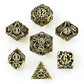 Hollow Metal Cog Themed Dice Set - Gold