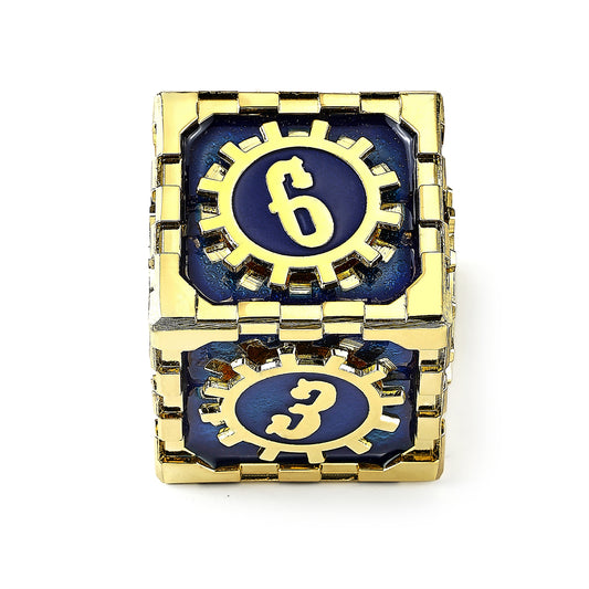 Mythic Size Cogcraft Fidget D6 Vault Dweller - Blue and Gold