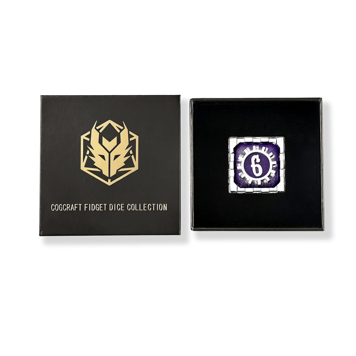 Mythic Size Cogcraft Fidget D6 - Chrononaut - Purple and Silver