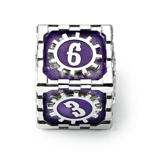 Mythic Size Cogcraft Fidget D6 - Chrononaut - Purple and Silver