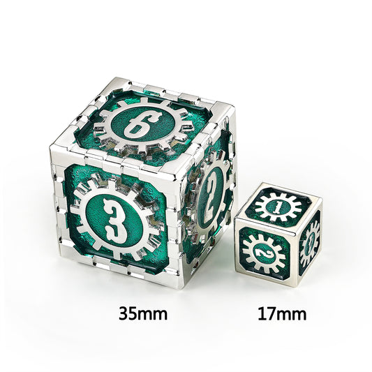 Mythic Size Cogcraft Fidget D6 Time Machine - Green and Silver