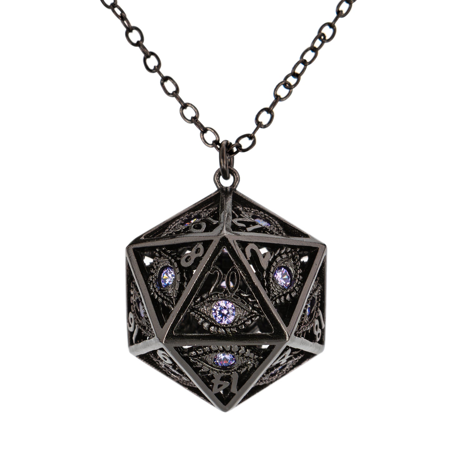 Black Dragon D20 Pendant, Customizable Dice Dragon Necklace