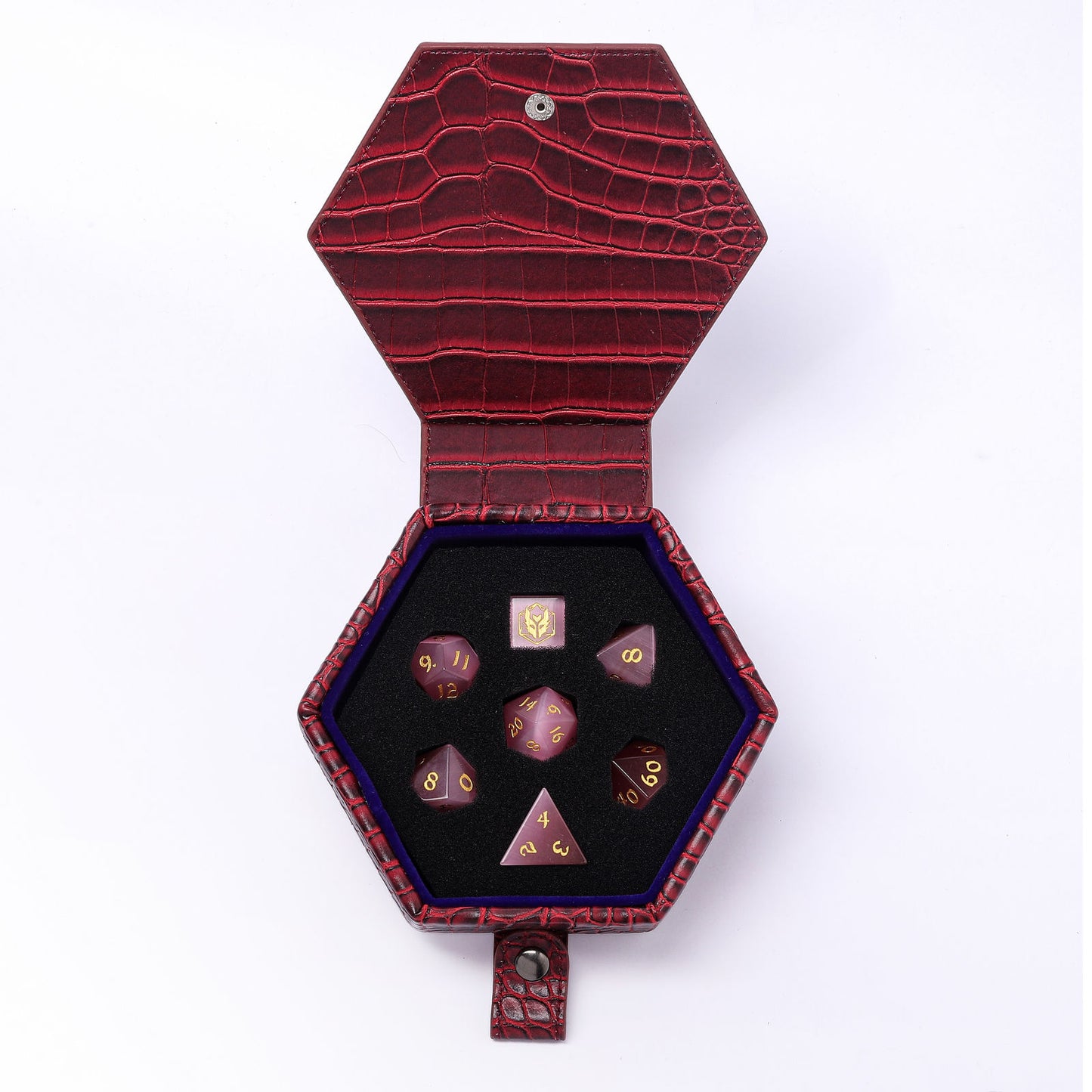 Dragon's Hoard Gemstone Polyhedral Dice Set-Pink Cat Eye