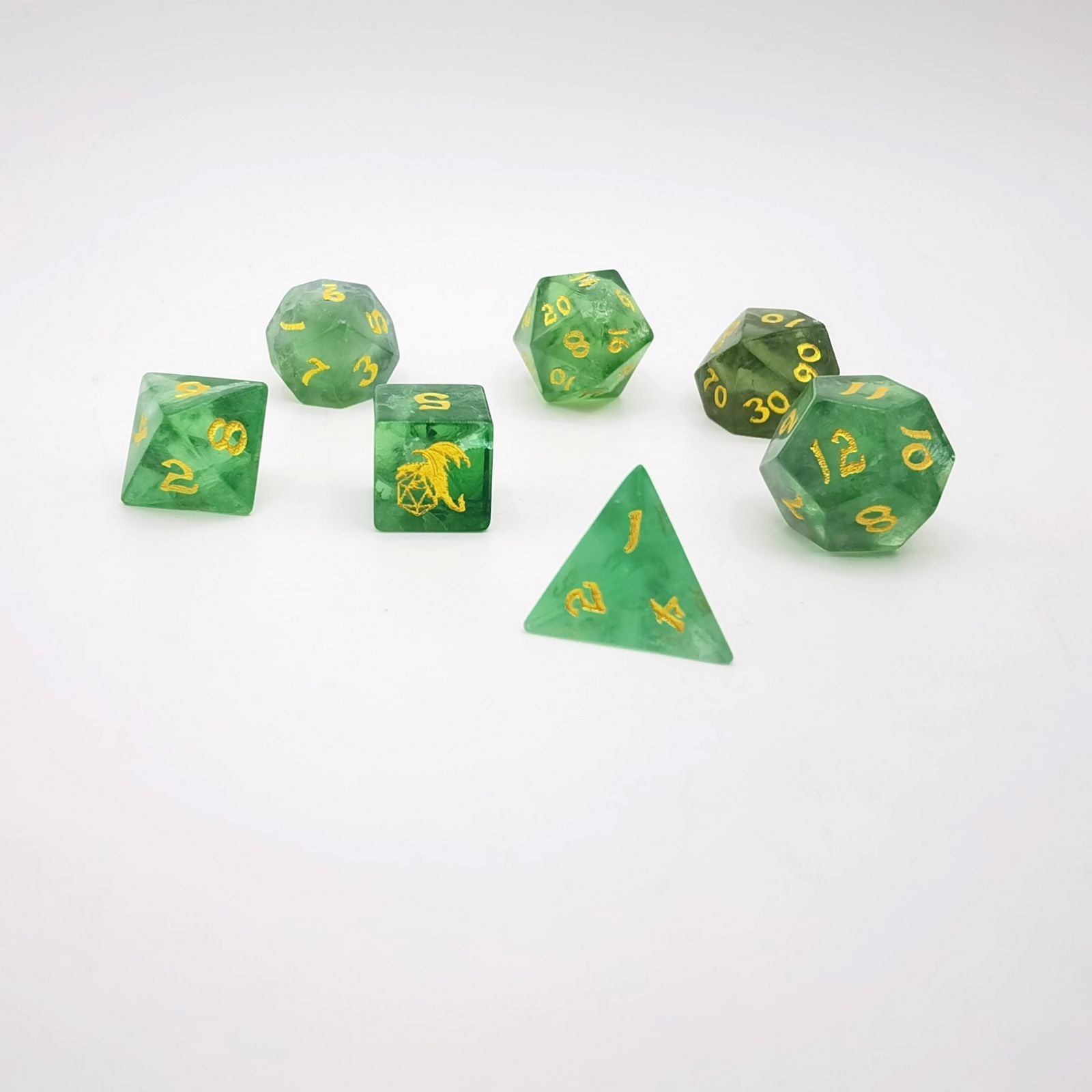 グリーン フローライト ダイス セット 7 個 手作り D&D ゲーム用 – HYMGHO Dice