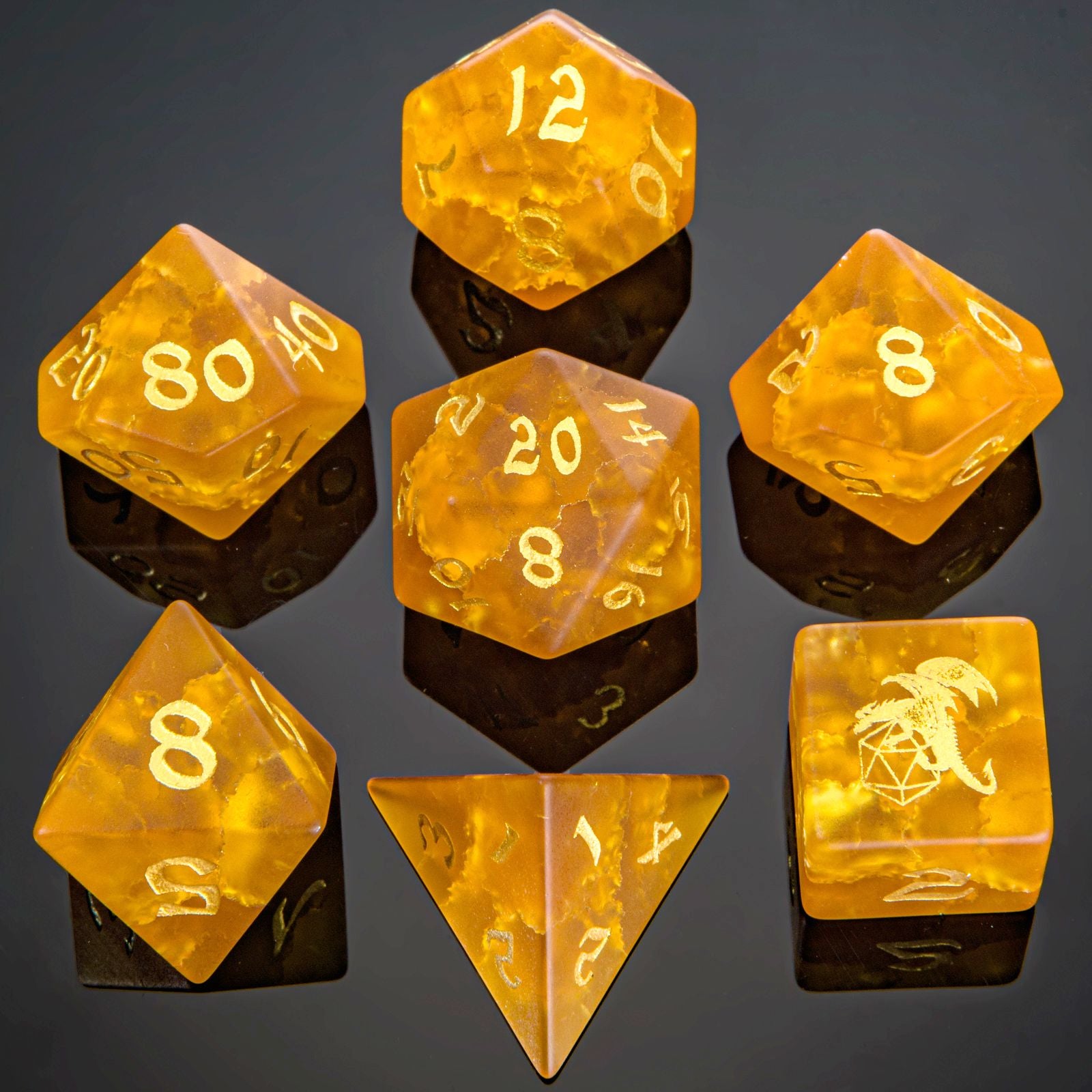 Gemstone polyhedral dice on sale set