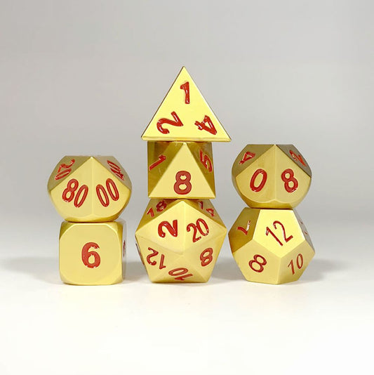 Classic D&D dice recessed digits matt gold color - HYMGHO Dice 