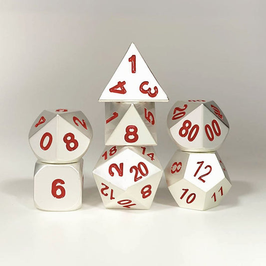 D&D Metal Dice Set for game Classic matt silver dragon - HYMGHO Dice 