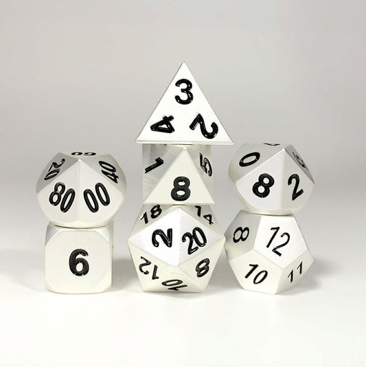 D&D Metal Dice Set for game Classic matt silver dragon - HYMGHO Dice 