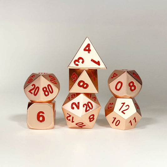 DND Metal Dice Set for gaming Classic shiny copper colors - HYMGHO Dice 