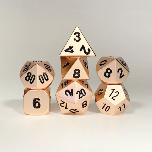 DND Metal Dice Set for gaming Classic shiny copper colors - HYMGHO Dice 