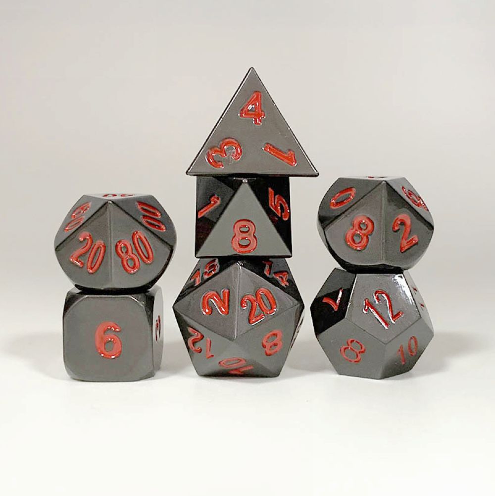 7PCS/set Polyhedral D&D Dice Set black nickel colors - HYMGHO Dice 